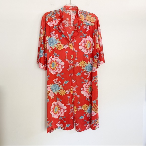 VTG Vanity Fair 80s Floral kimono robe peignoir L